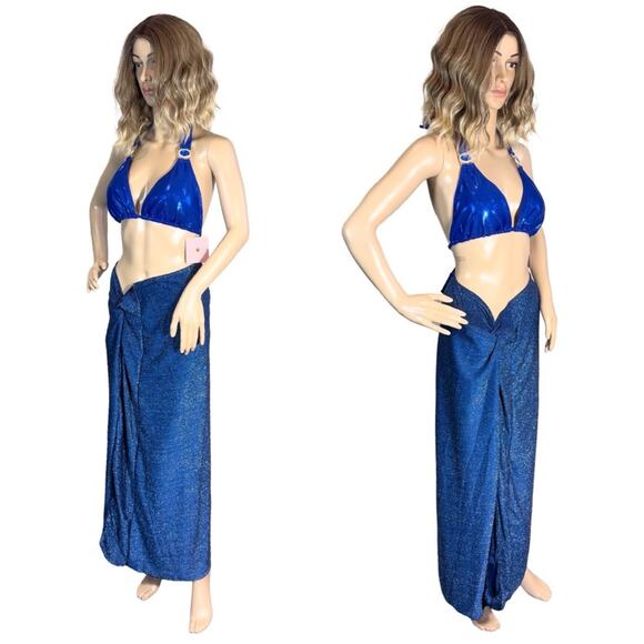 BOOHOO GLITTER TWIST SIDE SARONG SZ M $49 - Picture 5 of 7